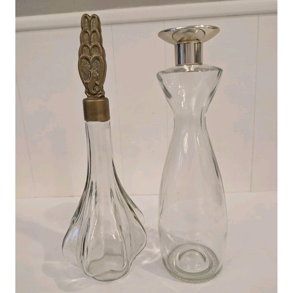 Vintage Old Forester Bourbon Bottle 1950's & VTG MCM Art Deco Glass Genie Bottle
